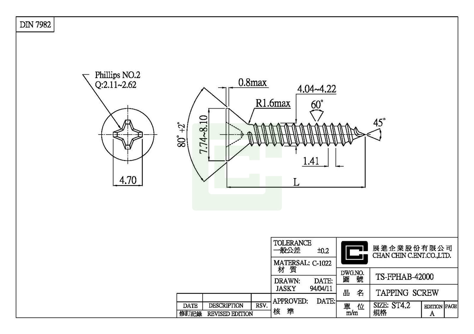 Tapping Screw  Sekrup Produsen - Chan Chin C.