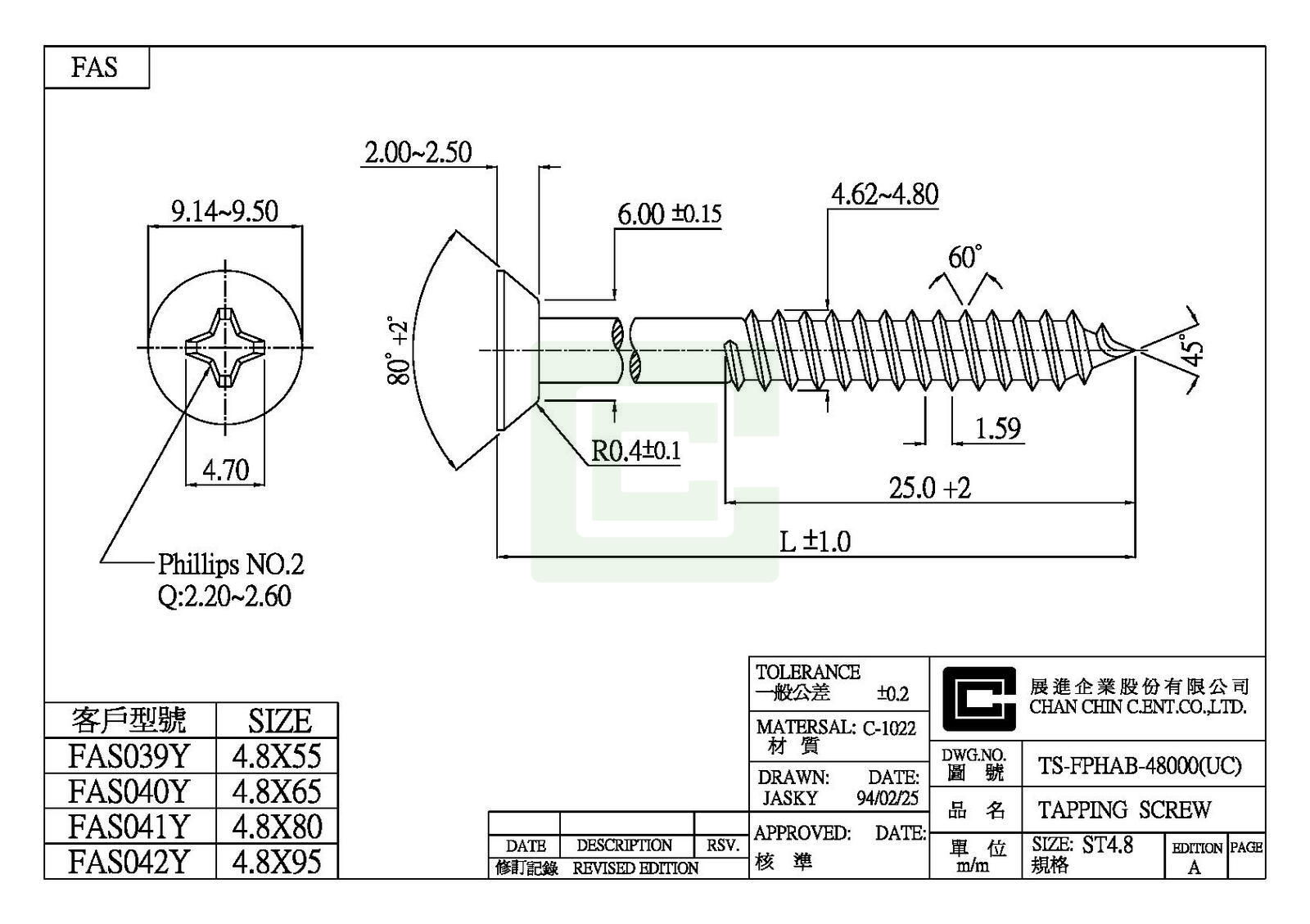 Tapping Screw  Sekrup Produsen - Chan Chin C.